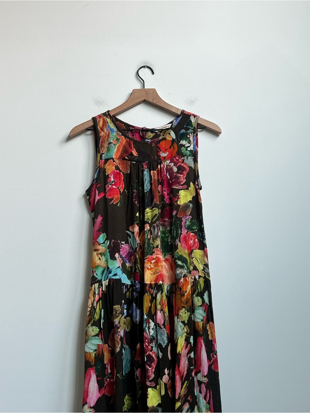 New Soft Surroundings Rosalie Maxi Dress Floral Watercolor Gauze SP Resort Boho - Picture 5 of 16